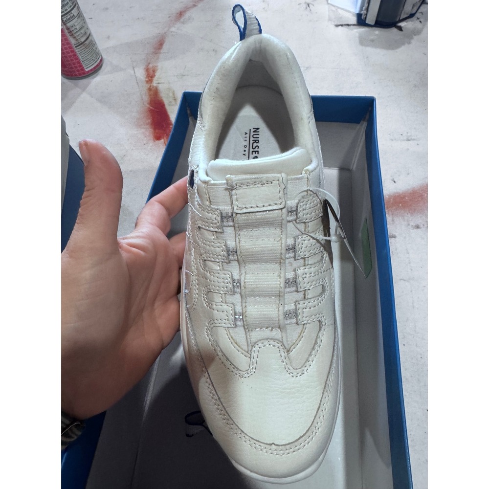 Nurse Mates Seneca White Leather Nursing Shoes Professional Slip On Women 6 M